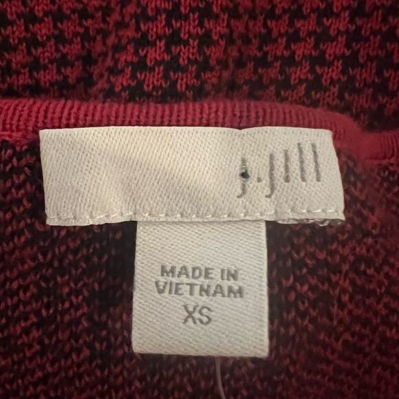 J. Jill Houndstooth Sweater Dress Red Black sz XS Cotton Blend Cozy Long Sleeve - Picture 7 of 7
